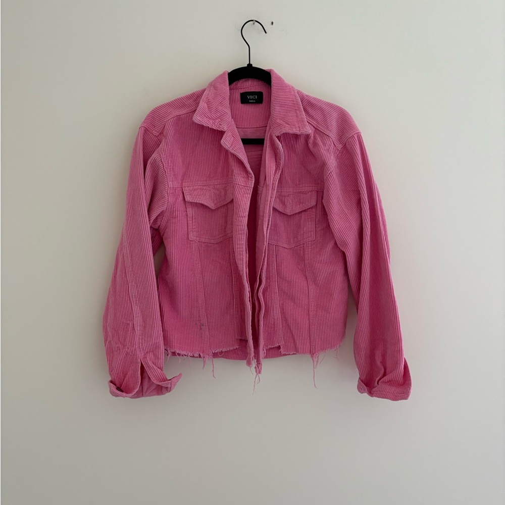 Vici Bubblegum Pink Corduroy Button-Up Jacket